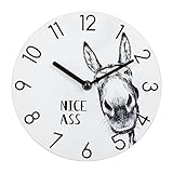 Yoiolclc Bathroom Wall Clock,Waterproof Glass Funny Donkey Bathroom Signs for Toilet Shower Wall Art-8 Inch