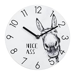 Yoiolclc Bathroom Wall Clock,Waterproof Glass Funny Donkey Bathroom Signs for Toilet Shower Wall