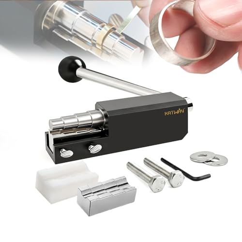 KATWAY Professional Jewelry Ring Bender Tool Kit Spoon Ring Maker with Durable Nylon Dies Adjustable Multi-Size Ring Sizer & Heavy-Duty Bending Machine for Gold Silver Brass Copper DIY Rings