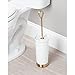 mDesign Compact Freestanding Plastic Toilet Bowl Brush and Holder for Bathroom Storage, Decorative Steel Handle and Base, Non-Skid - Sturdy, Deep Cleaning - White/Soft Brass
