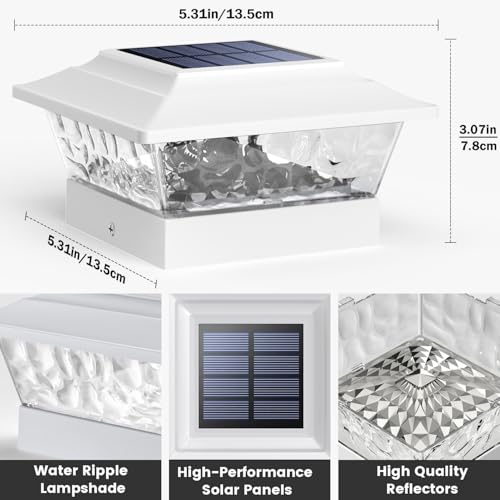 SIEDiNLAR Solar Post Cap Lights Outdoor 4 Modes 2 Pack, White, Warm/White by SIEDiNLAR - Used condition - Image 4