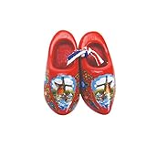 Decorative Wooden Shoe Clogs Dutch Landscape Design Red (4
