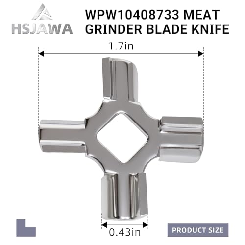WPW10408733 W10408733 Meat Grinder Blade Knife Compatible with Whirlpool KitchenAid Stand Mixe Food Grinder Replacement 4162143 4162144 9706857 2683750 AP6021041 EAP11754361 (2PC)
