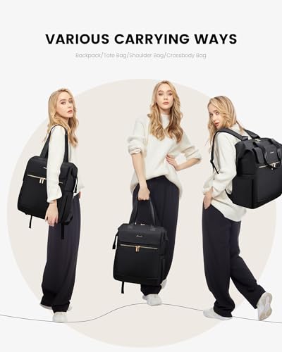 Image of LOVEVOOK 18 Inch Laptop Backpack for Women, Large Capacity Travel Backpack with Organizer Bag, Waterproof Carry on Backpack Purse Work Bag with USB Port for College Teacher Nurse, 2PCS,Black