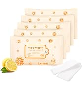 SLequipo Pack of 10 Face Hand Wipes for Camping, Lemon Wet Wipes Bulk for Hands, Face Clean...