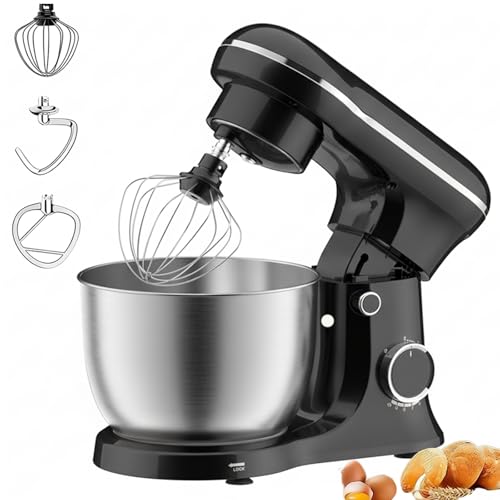 EEDKIAS Kitchen Stand Mixer, 6L Electric Food Mixer, 10 Speed Kitchen Mixer with Dough Hook, Whisk & Beater, 1500W Updated Black