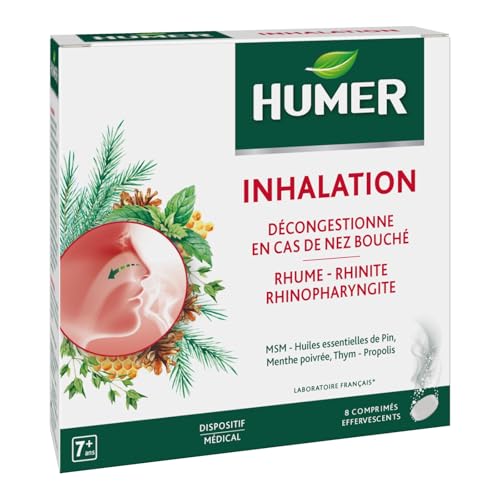 Humer - Inhalation - Décongestionne en cas de rhume et nez bouché - A partir de 7 ans - 8 comprimés effeverscents pour inhalation aux huiles essentielles