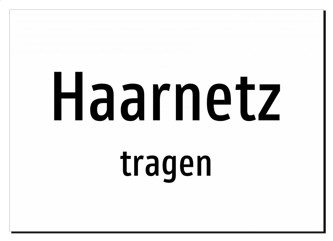 31507-DE-T-09 | Haarnetz - tragen | Aluminiumschild A2, 594 x 420mm | nur Text, ohne Symbolgrafik