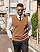 COOFANDY Men's V Neck Sweater Vest Fitted Fall Fashion Cable Sleeveless Sweaters Casual Knitted Pullovers Light Brown