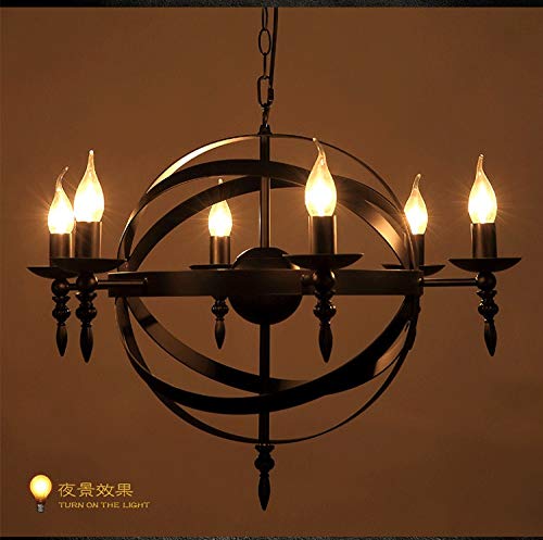 Lustre en fer forgé rustique plafonnier rond à 6 lumières E14 - 4