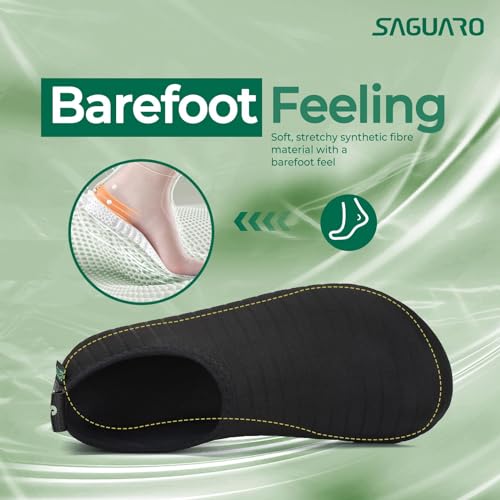 Foto von SAGUARO Damen Herren Badeschuhe Wasserschuhe Schwimmschuhe Männer Frauen Barfußschuhe für Strand,Pool,Meer,Wassersport,Surfen,Aqua Cycling,Segeln,Bootfahren,Windsurfen(Schwarz,38/39 EU)