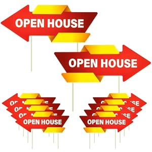 Lesnala 10 Pcs Double Sided Open House Signs with Stakes 16.9 X 6.5 Inch