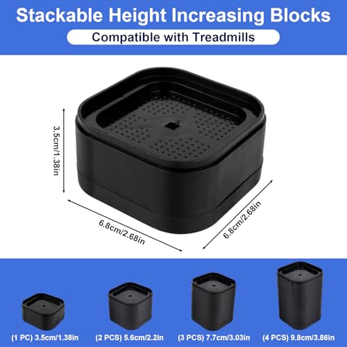 Penitue 4pcs Treadmill Incline Riser Blocks, Walking Stackable Height Adjustable Incline Blocks Pad Attachment Non-Slip Upgrade Ramp for Home Gym Leveling & Uphill Workout Treadmill Accessories