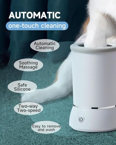 Image of Automatic Dog Paw Cleaner for Dogs,Electric Dog Foot Paw Washer Cup and Massager,2 Speeds for Thorough Cleaning and USB Rechargeable,Pet Paw Feet Cleaner for Small Medium Dogs Cats (Blue)