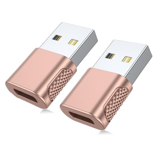 AuviPal USB-C Female to USB-A Male Adapter (2-Pack), 18W Fast Charging, 480Mbps Data Transfer, Audio & CarPlay Support, Durable Zinc Alloy Metal Converter - Rose Gold