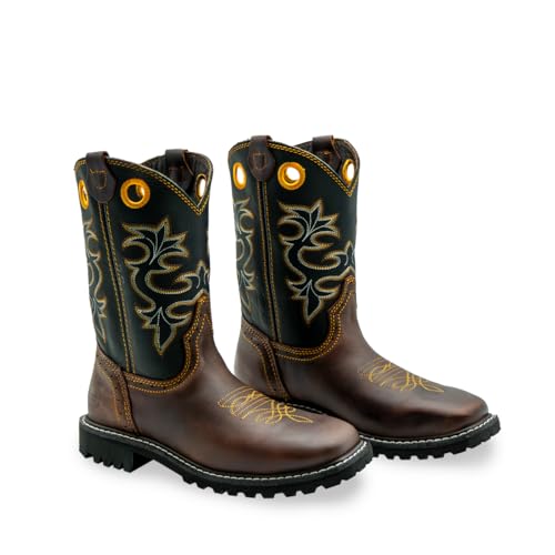 CEBU Men’s Tracker Steel Toe Work Boots – Lightweight, Slip Resistant, Oil Resistant, Genuine Leather