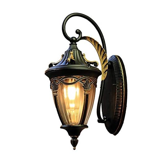 ZCCLCH Utomhusvägg Ljusfixtur, Industriell Vintage Sweep Black Metal Wall Sconce, IP65 Vattentät veranda ljus vägglampa for trädgård och uteplats, E26 / E27 Uttag