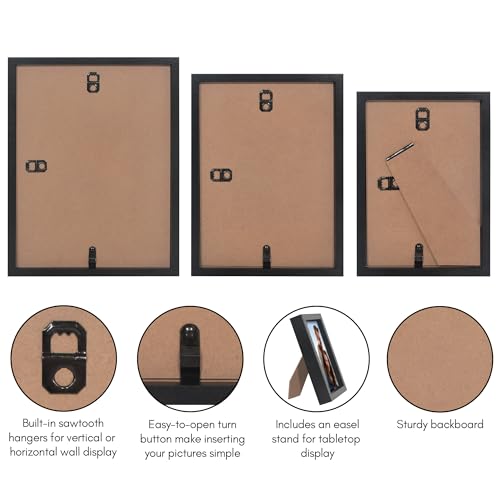 Americanflat Set of 3 Picture Frames - Includes 4x6, 5x7, 6x8 Frames - Black Picture Frames with Deep Molding and Shatter-Resistant Glass for Tabletop or Wall Display image 5