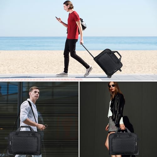 Speaker Bag Soft Padded with Wheels Compatible with QSC K8 / K8.2 / PartyBox On The Go/Spark Live / IRX108 / Authentics 500, Rolling Speaker Soft Case Roller Bag with Multi-pocket & 2 Fix Straps