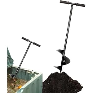 Compost Turning Tool Compost Stirring Tool,Compost Turning Bar 33.4inch,Manual Compost Aerator Tool Turner and Mixing Tool for Outdoor Compost Tumbler Bins,Composting Accessories (Black-33.4IN)