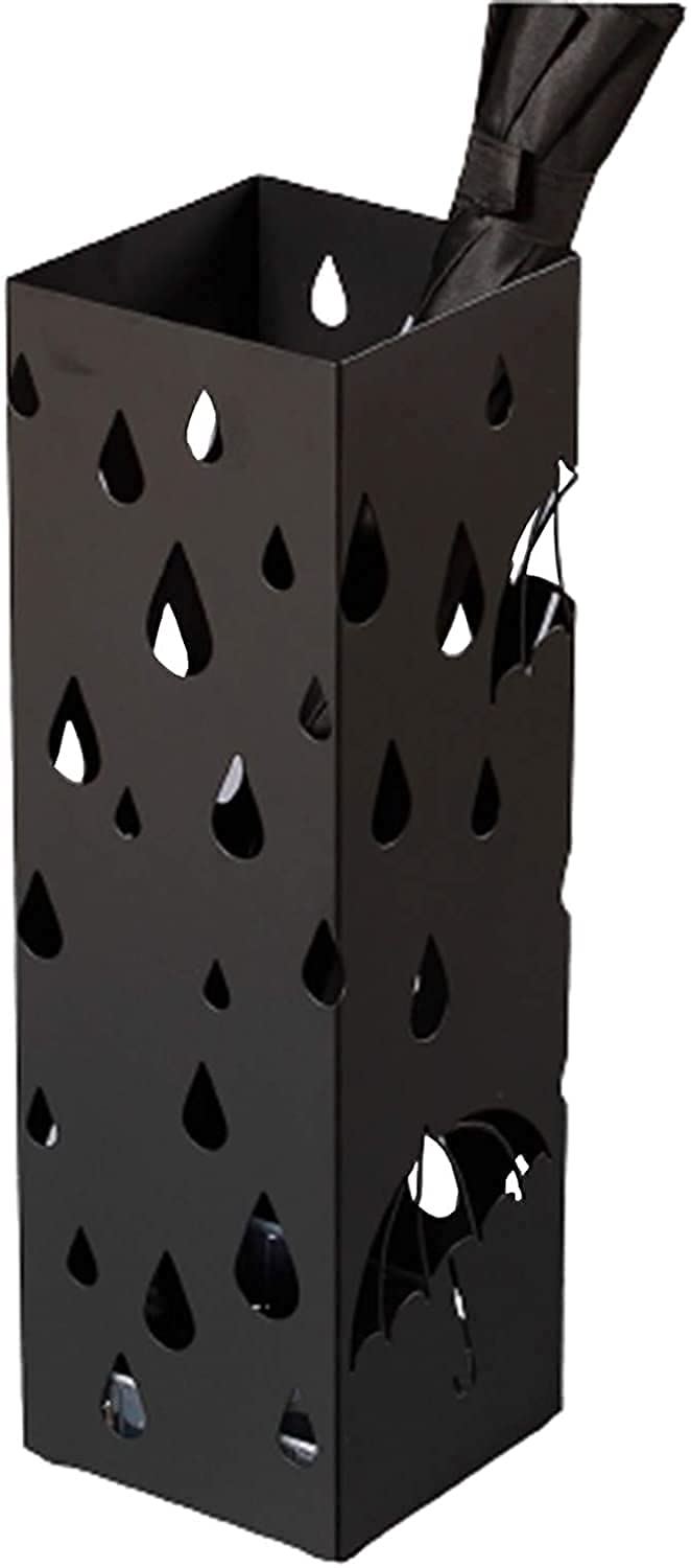 Seau de parapluie d'angle en fer forgé noir pour 12 parapluies