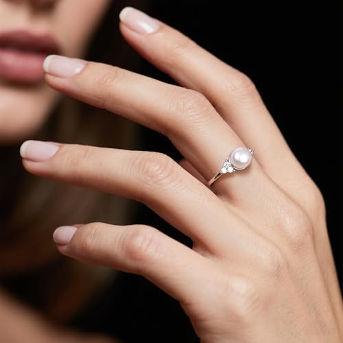 la luen Real Pearl Ring,Natural Freshwater Adjustable Open Pearl Ring Bridesmaid Wedding Bride Handmade Jewelry Gifts for Women Everyday Wear2