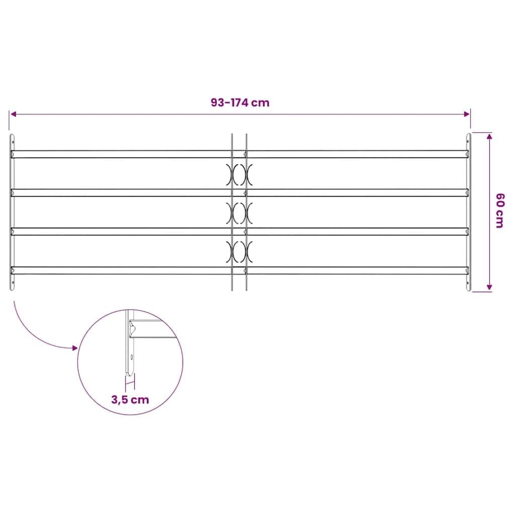Reja Seguridad Ajustable Ventana 4 Barras 1000-1500 mm | Acero Galvanizado Macizo, Instalación Horizontal, Incluye Accesorios de Montaje, Decorativa