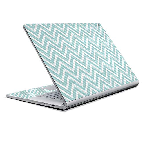 Image of MightySkins Carbon Fiber Skin for Microsoft Surface Book 2 13 inch (2017) - Aqua Chevron,Protective, Durable Textured Carbon Fiber Finish,Easy to Apply, Remove, and Change Styles,