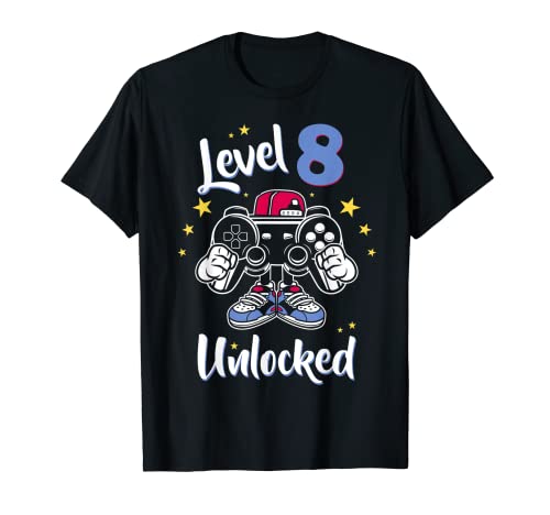 Level 8 Unlocked Birthday Camiseta 8 Years Old Gamer Boy Gift Camiseta