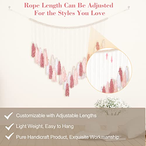 Luxbrand Large Macrame Wall Haning Boho Home Decor, Blush Pink Tassel Wall Decor Bohemian, Bedroom Living Room Girls Room Nursery Dorm Room Decoration #TOP5