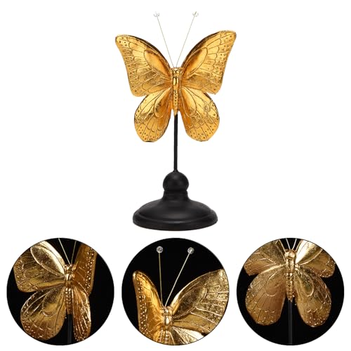 Estatua de Mariposa de Resina Dorada y Negra Moderna 9.1 pulg miniatura 3