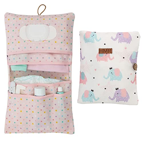 Image of HAMUR Baby Bag Organizer, Portable Stroller Mini Diaper Bag Pouches Travel Gear, Foldable Newborn Baby Essentials must haves bag for Boys & Girls (Elephant)