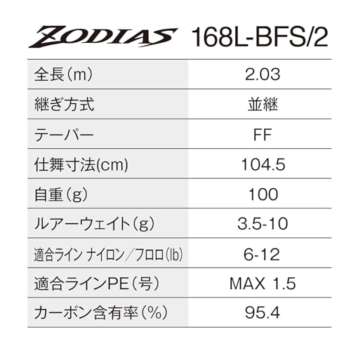 シマノ(SHIMANO) バスロッド 26ゾディアス 168L-BFS/2 画像2