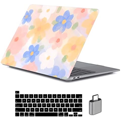 LanBaiLan Compatible for MacBook Pro 13 inch with Touch Bar 2022 2021 2020 2019 2018 2017 2016 Release M1 M2 A2338 A2289 A2251 A2159 A1989 A1706 A1708 Protective Case & Keyboard Cover, Paint Flower Cover
