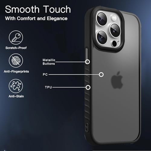 Image of KARWAN️ Shockproof Back Case Cover for iPhone 14 Pro | Camera Protection Bump |Shockproof Back Case Cover for iPhone 14 Pro - Black