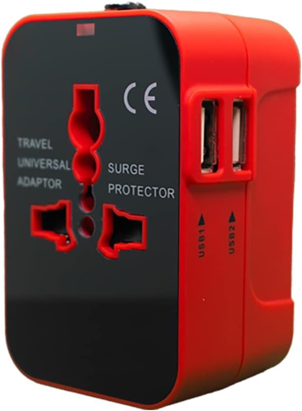 rts USB Universal Travel Adapter International All in One Worldwide Travel Multi Plug Converter Adapter, Wall Charger with Build in Dual USB Charger with Multi Type Power Outlet for US EU UK AUS Asia