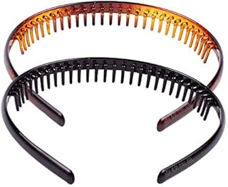 2 Pack Unisex Headbands Teeth Comb Hairband Toothed Hairbands Plastic Hair Hoops Anti-slip Headbands Daily Headdress Hair Accessory for Women Men