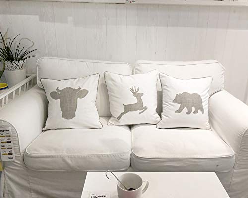 Millianess Animal Cotton Throw Pillow Covers Bear Pattren Embroidered 18X18 Inches For Couch Cushions Covers (White) … … #TOP5
