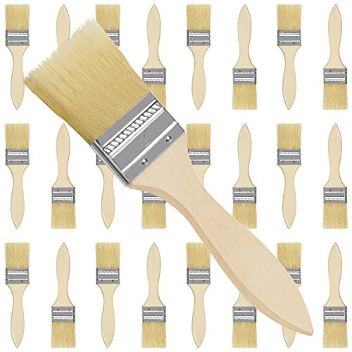 Kurtzy Lot Pinceaux Peinture 5,08 cm (Lot de 24)- Pinceau Bois Professionnels pour la Peinture, les Taches, le Vernis, la Colle - Lot de Pinceaux Bricolage Idéal pour Toutes Activités Manuelles