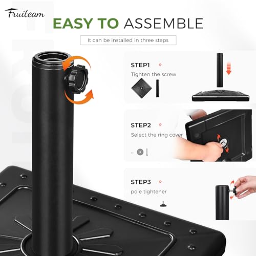 FRUITEAM 33lb Heavy-Duty Patio Square Umbrella Base, Antioxidant Sprayed Steel Pole Market Table Stand for Deck & Garden by FRUITEAM - Image 5