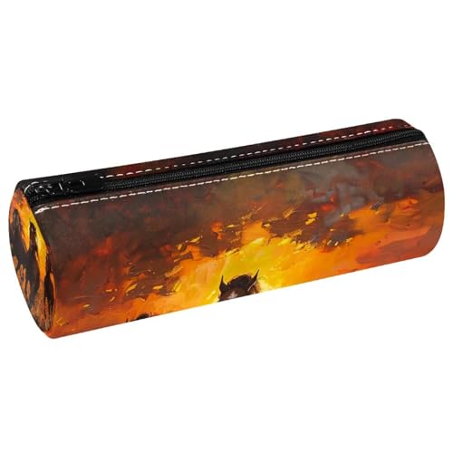 VAPOKF Trousse à crayons en cuir synthétique avec imprimé chevaux au galop - Trousse de maquillage pour femmes, filles, garçons, enfants, fournitures scolaires et de bureau, multicolore, 20x6.3x6.3 CM