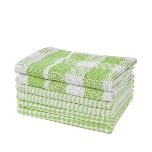 LANE LINEN Paños de cocina de algodón de, paquete de 6 paños de cocina para secar la cocina, paño suave y absorbente, paños de limpieza multiusos, 12 x 12 pulgadas, trapos de cocina