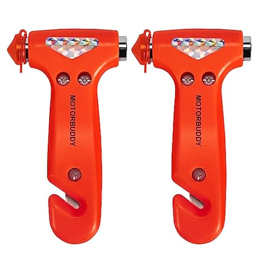 MOTORBUDDY 2-Pack Car Safety Hammer, Auto Emergency Escape Hammer with Window Breaker and Seat Belt Cutter, Striking Red Emergency Escape Tool for Car Accidents