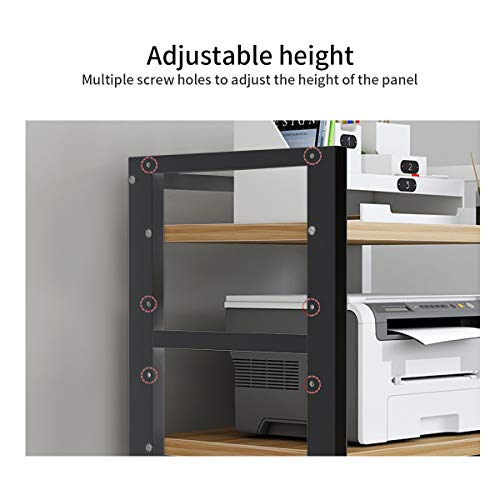Natwind 3-Tier Floor-Standing Printer Stand with Wheels Host Stand Home Office Storage Shelf Document Organizer Table Large Size Multi-Purpose Shelf for Office(Black)