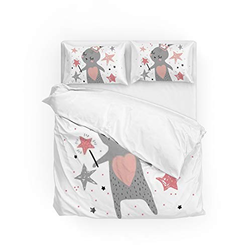 Housse de couette lapin 3 pièces avec taies d'oreiller lit simple - 2