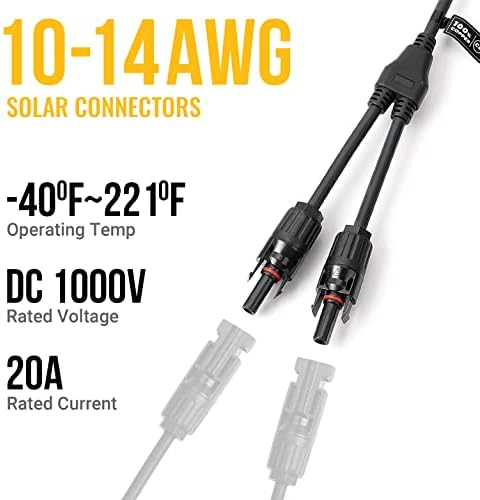 BougeRV Solar Panel y connectors, Solar y connectors, Branch Connectors, Solar Cable Y Branch Parallel Adapter Cable Wire Plug Tool Kit for Solar Panel (1 Pair) - 4