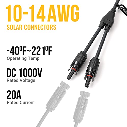 Bougerv Solar Connectors Y Branch Parallel Adapter Cable Wire Plug Tool Kit For Solar Panel #TOP5