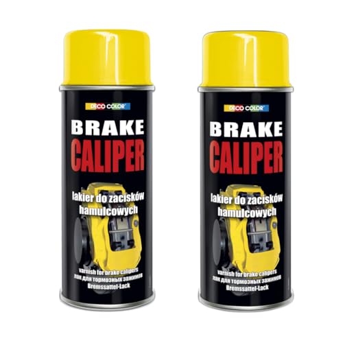 DECO COLOR BRAKE CALIPER DRUM SPRAY PAINT HIGH GLOSS MOTO CAR SPORT TUNING (yellow)