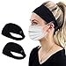 2 Pack Lightweight Black Sports Headband - Non Slip Moisture Absorbing Navy Sweatband - Ideal for Running, Cycling, Yoga and Athletic workouts
