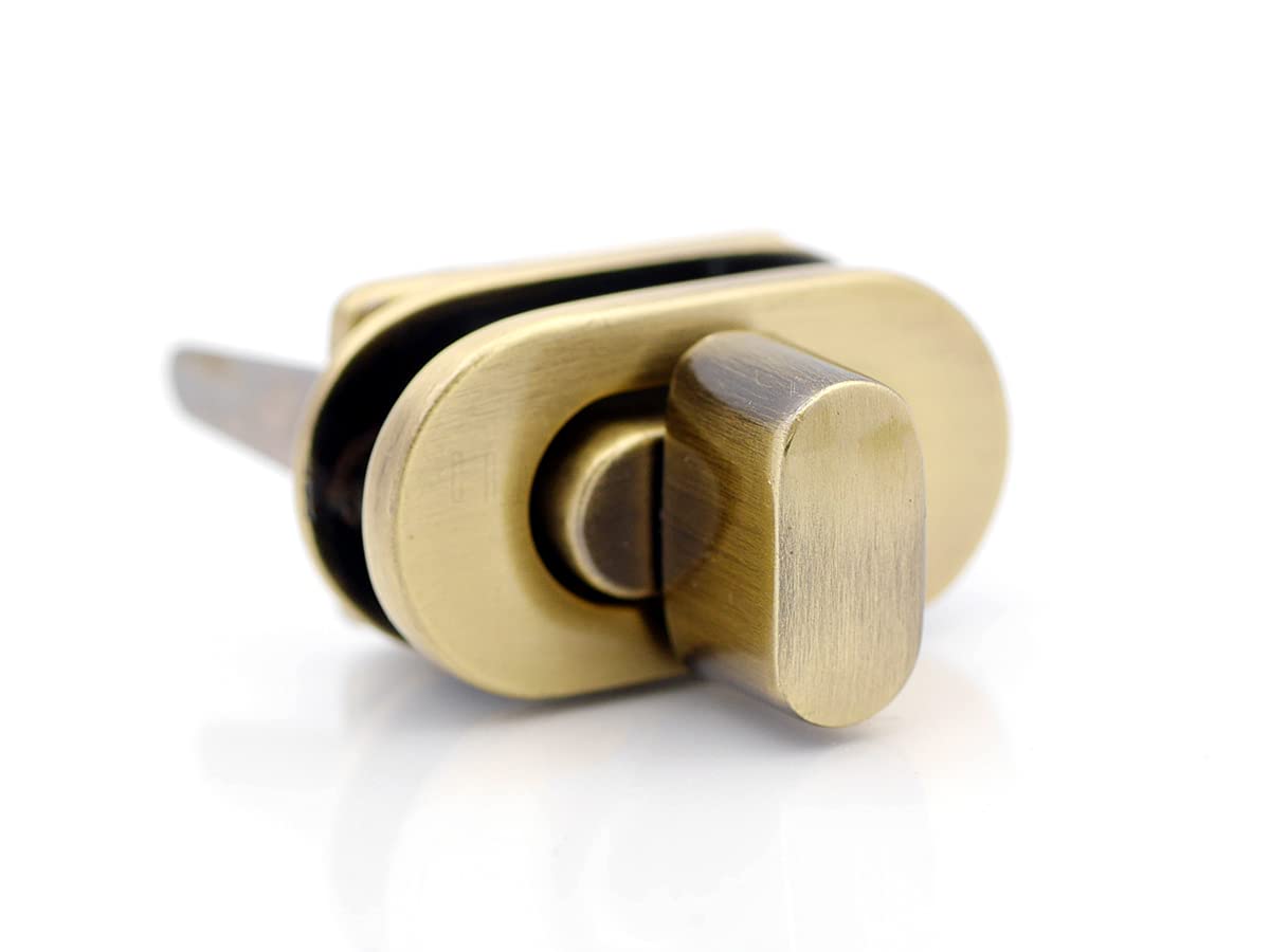 CRAFTMEMORE 1 Inch Twist Lock Oval Purse Turn Locks Bag Closure Purse Making Accessories 2 Pack SC37 (Brushed Brass)